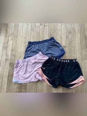 Under Armour Women's Athletic Shorts Trio - Black, Pink, Blue size Sm(no deal)